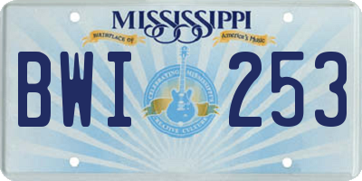 MS license plate BWI253