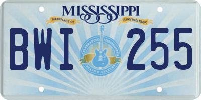 MS license plate BWI255