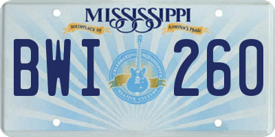 MS license plate BWI260