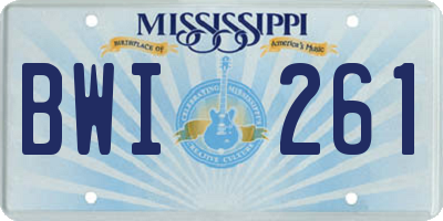 MS license plate BWI261