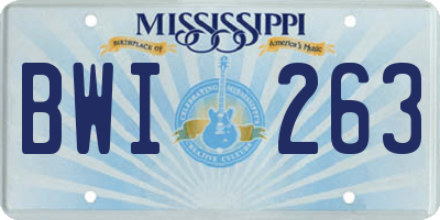 MS license plate BWI263
