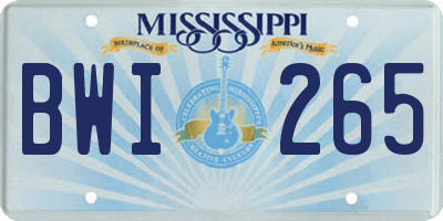 MS license plate BWI265