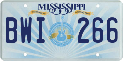 MS license plate BWI266