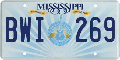 MS license plate BWI269