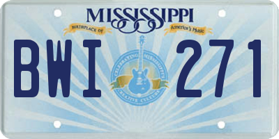 MS license plate BWI271