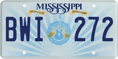 MS license plate BWI272