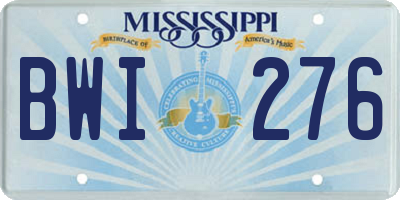 MS license plate BWI276