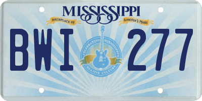 MS license plate BWI277