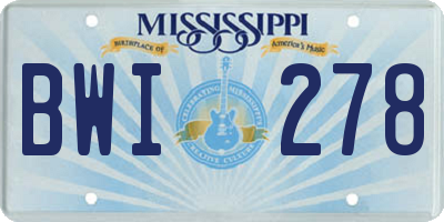 MS license plate BWI278