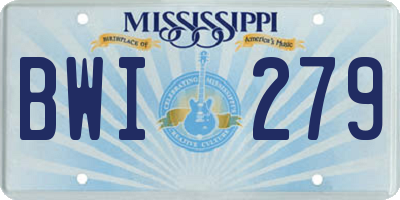 MS license plate BWI279