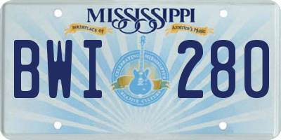 MS license plate BWI280