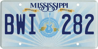 MS license plate BWI282