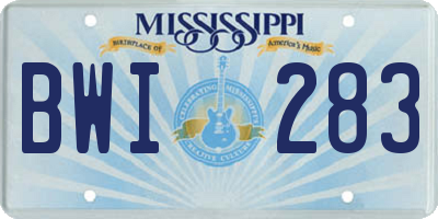 MS license plate BWI283