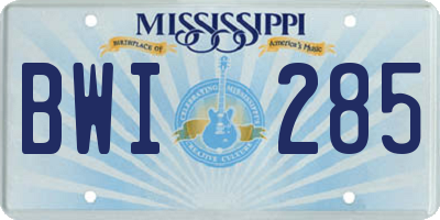 MS license plate BWI285