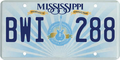 MS license plate BWI288