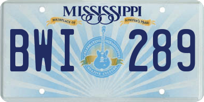 MS license plate BWI289