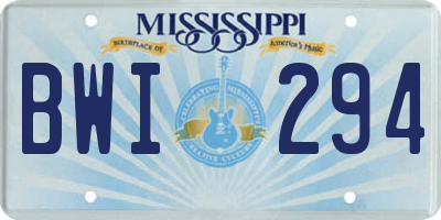 MS license plate BWI294