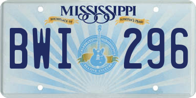 MS license plate BWI296