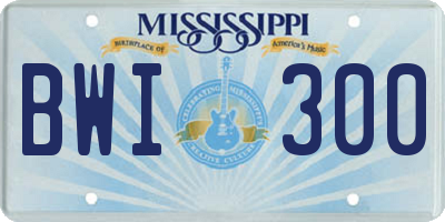 MS license plate BWI300