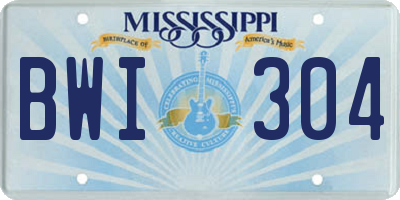 MS license plate BWI304