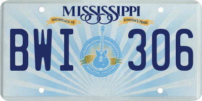 MS license plate BWI306