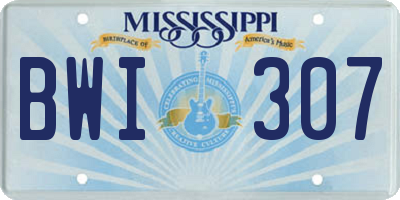 MS license plate BWI307