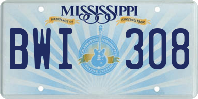 MS license plate BWI308