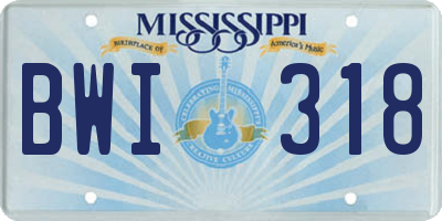 MS license plate BWI318