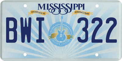 MS license plate BWI322
