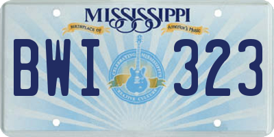 MS license plate BWI323