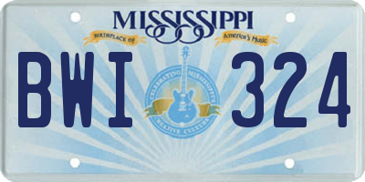MS license plate BWI324