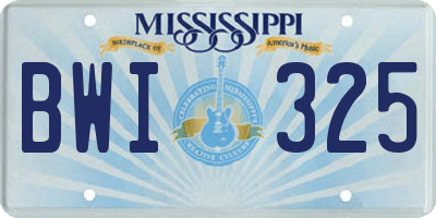 MS license plate BWI325