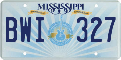 MS license plate BWI327