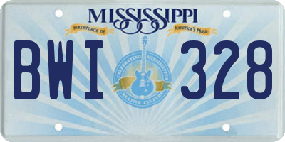 MS license plate BWI328