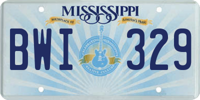 MS license plate BWI329