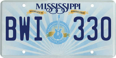 MS license plate BWI330