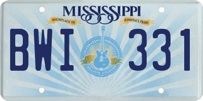 MS license plate BWI331