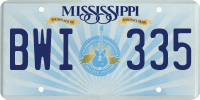 MS license plate BWI335