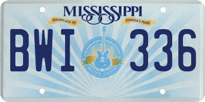 MS license plate BWI336
