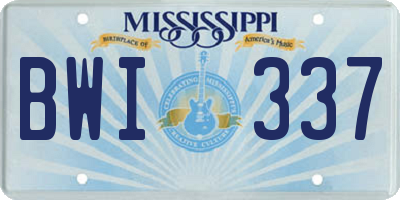 MS license plate BWI337