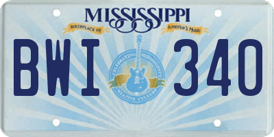 MS license plate BWI340
