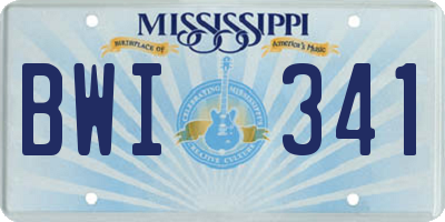 MS license plate BWI341