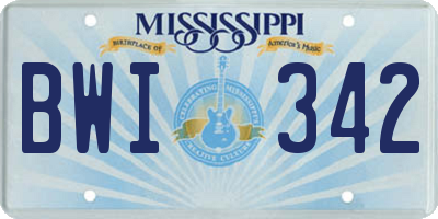 MS license plate BWI342
