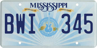 MS license plate BWI345
