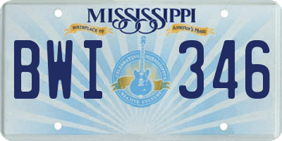 MS license plate BWI346