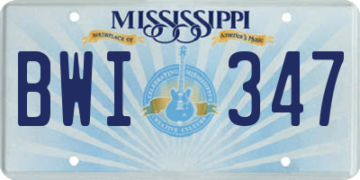 MS license plate BWI347