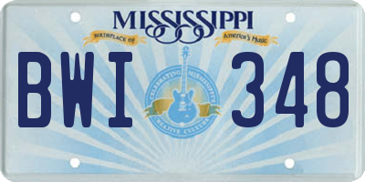 MS license plate BWI348