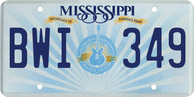 MS license plate BWI349