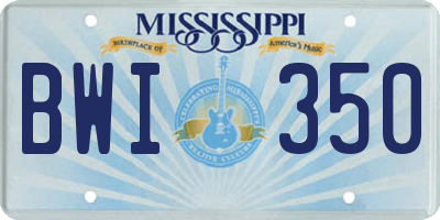 MS license plate BWI350