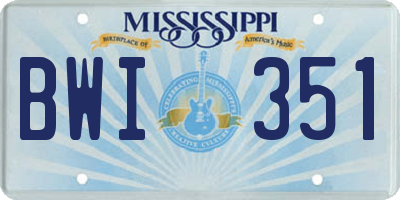 MS license plate BWI351